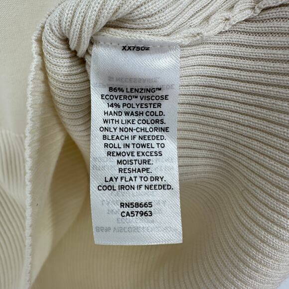 Open Edit Mock Neck Dolman Cap Sleeve Ivory Ribbed Blouse Womens Large - Picture 5 of 6